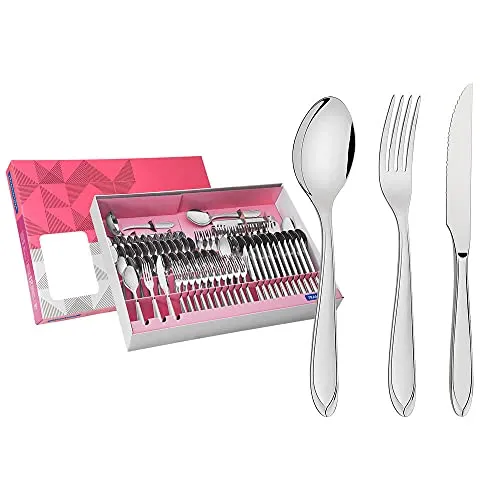 Faqueiro Ao Inox Com Faca Para Churrasco 91 Peas Tramontina Laguna Prata
